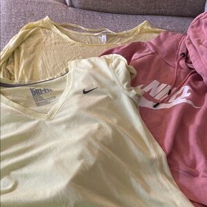 Nike Yellow Top and Pink Hoodie Set and Yellow Victoria’s Secret size small